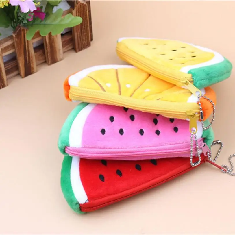 Милый плюшевый арбузный Кошелек для монет кошелек пенал плюшевая большая сумка
