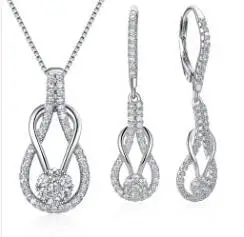 Necklace and earring Элегантное ожерелье и серьги из стерлингового серебра 925 пробы, комплект ювелирных изделий из белого циркония, красивые Ювелирные наборы для женщин - Цвет камня: Necklace and earring