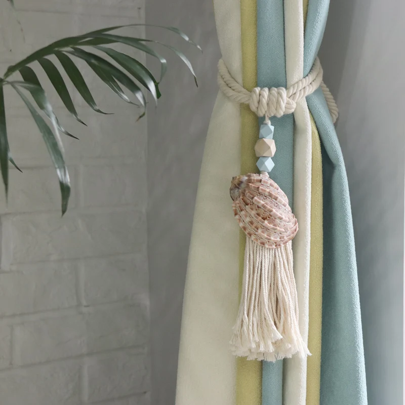 

Free Shipping(2pcs/lot)Natural Shell Curtain Bandage Natural Shell&Conch Handmade Crafts Mediterranean & French Home Decor