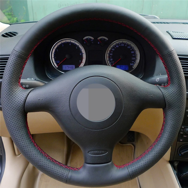 Чехол на руль из искусственной кожи для Volkswagen VW Golf 4 Passat B5 1996 2003 Seat Leon 1999 2004 Polo