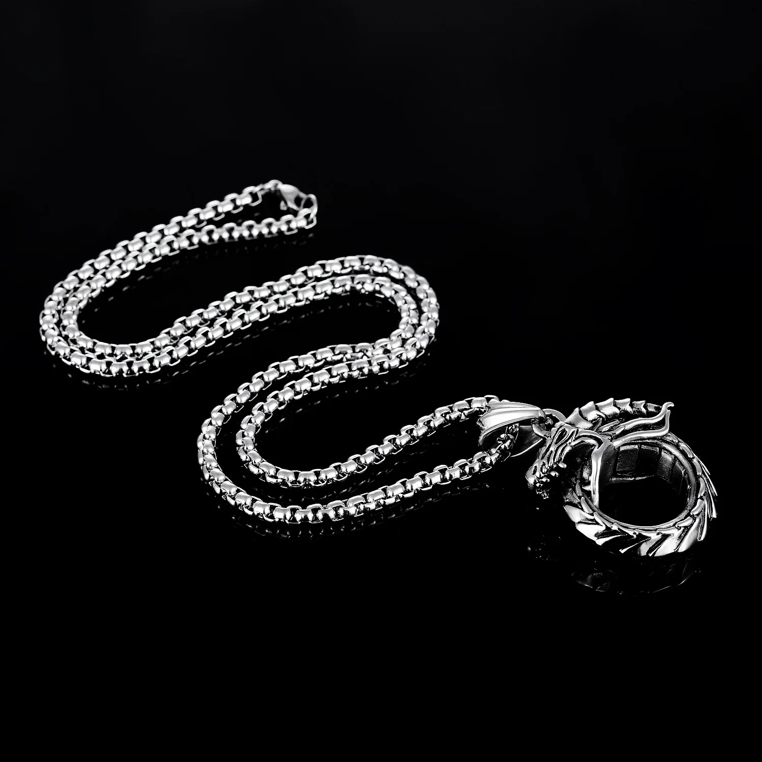 Ретро золото/черный цвета Ouroboros дракон кулон ожерелье мода классический
