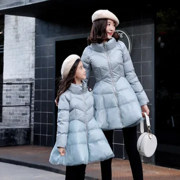 

Family Look Matching Mother Daughter Cotton Parka Coat Mom and Daughter Down Jackets Long Dress Winter Family Matching Outfits