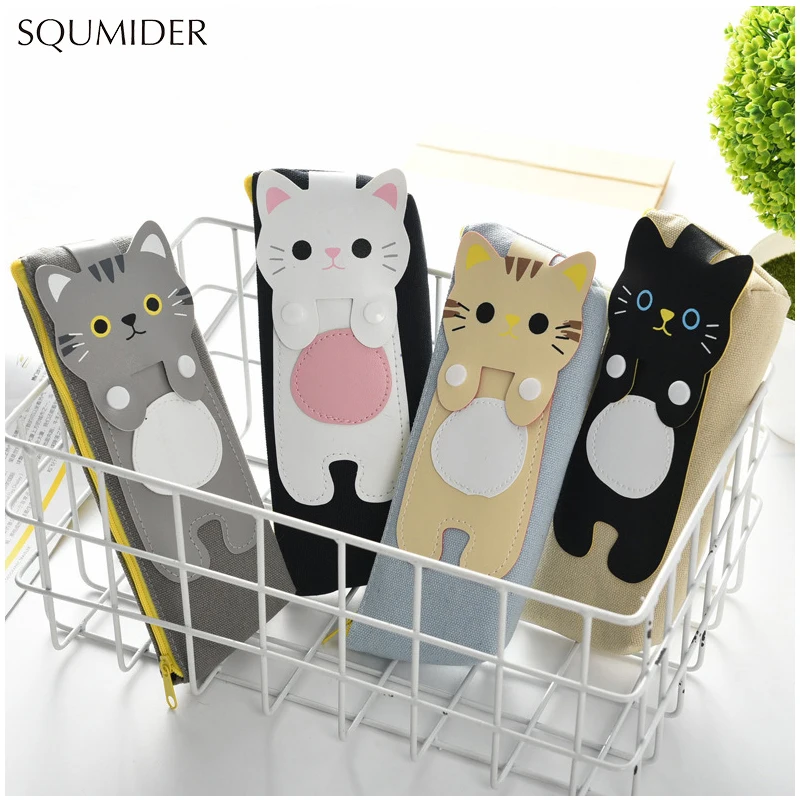 4 цвета, чехол для карандашей Kawaii Cats, чехол для карандашей, канцелярские принадлежности, поставка карандашей для хранения, чехол для карандашей s, школьные принадлежности