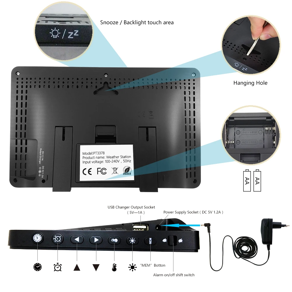 Digital Display wireless weather station Forecast Clock indoor/outdoor sensor Thermometer hygrometer Radio Control Time | Инструменты