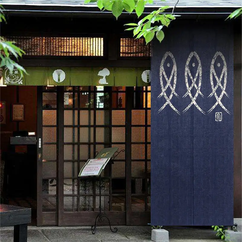 KiWarm Новинка, принт с рыбами, японский Норен, дверной занавес, перегородка для комнаты, экран, слепой рыбы, домашняя дверь, декоративный проходной фон