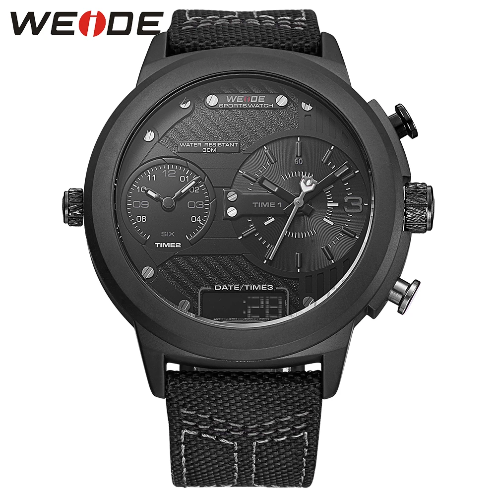 Мужские кварцевые часы Weide с нейлоновым ремешком водонепроницаемые спортивные