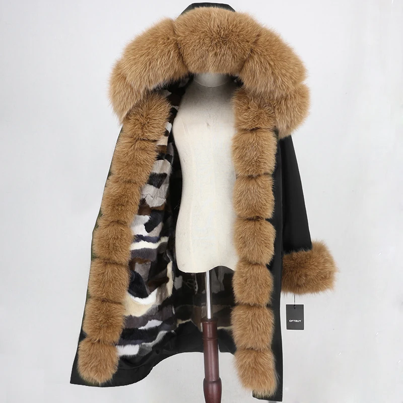 OFTBUY X-long Parka водонепроницаемая верхняя одежда зимняя куртка женская шуба из натурального меха енота Капор из норки съемная меховая подкладка