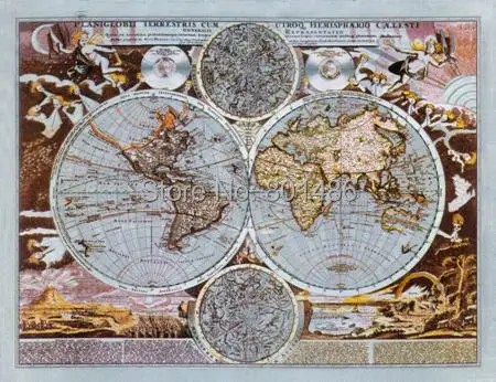 

Vintage Map Of The World Canvas Prints Modern Oil Painting Picture Printed On Canvas directly from factory