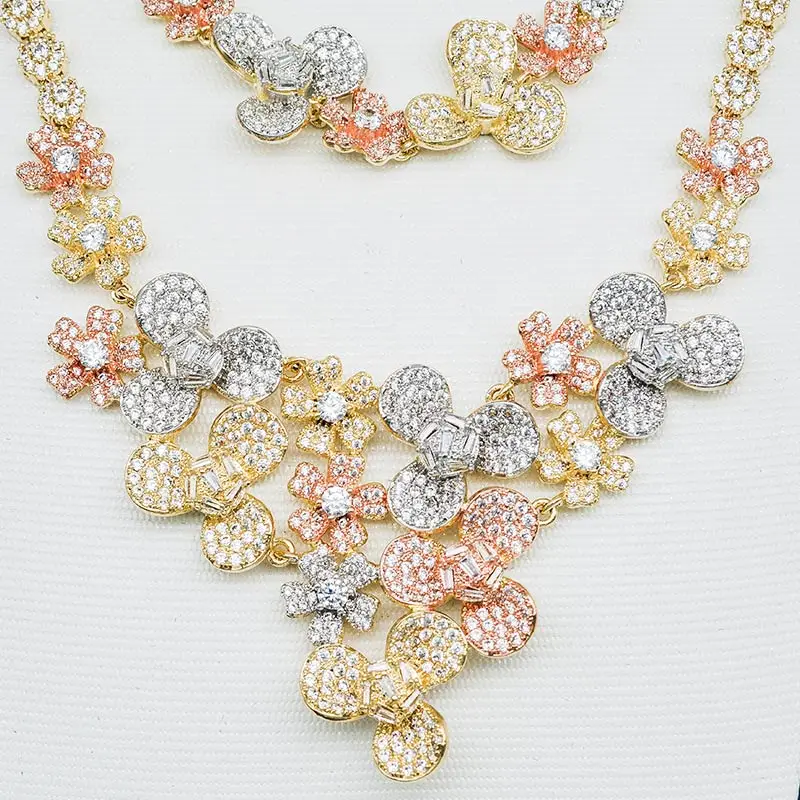 ModemAngel высококачественные нежные цветы кубический цирконий медь 3 тона Свадебная