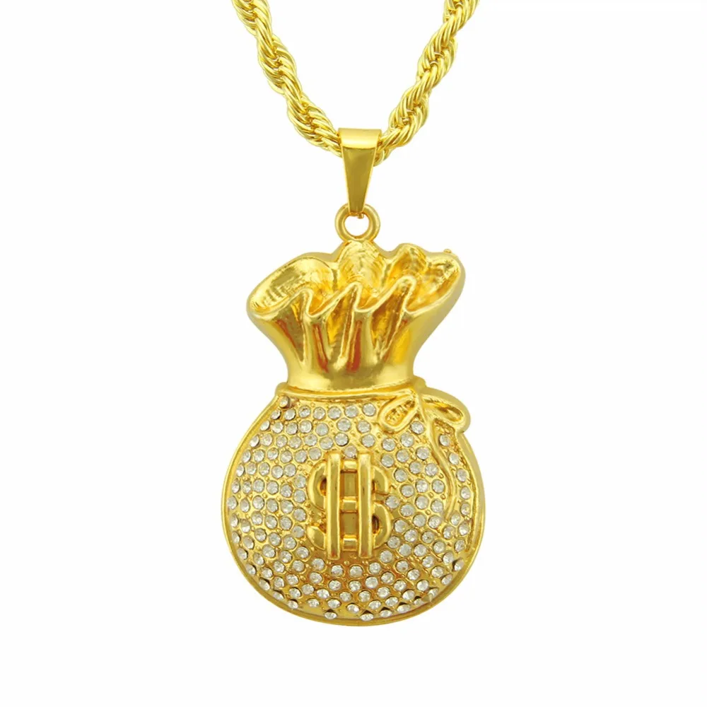 В стиле хип хоп золото Цвет Bling лед из ювелирных изделий Полный Стразы доллара США
