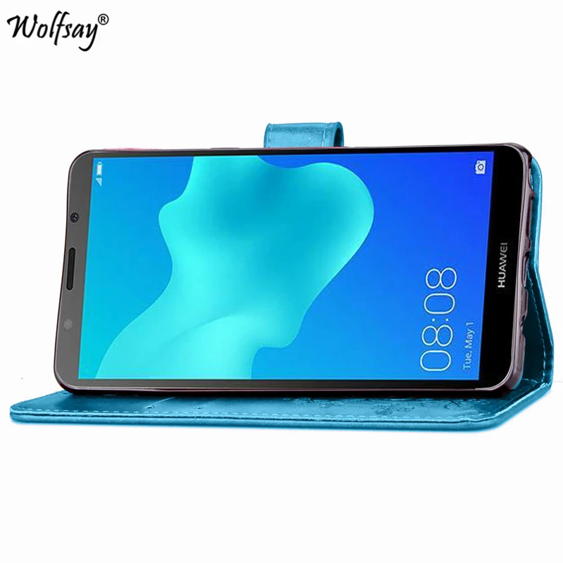 Wolfsay чехол huawei Y5 2018 кожаный чехол-книжка с функцией кошелька для Крышка Prime