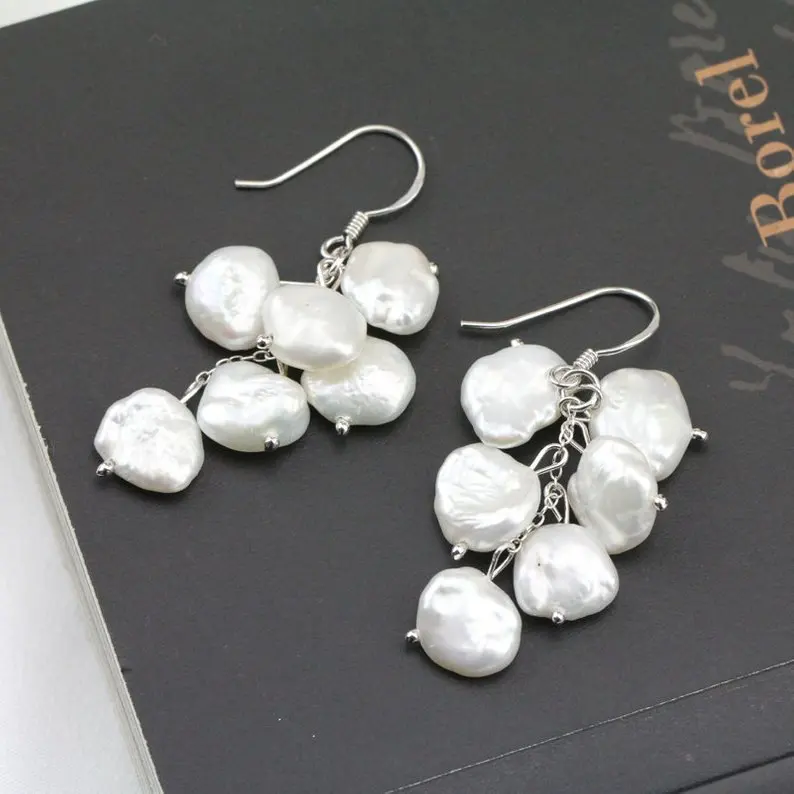 Уникальный жемчужный ювелирный магазин серьги с барочным жемчугом белый