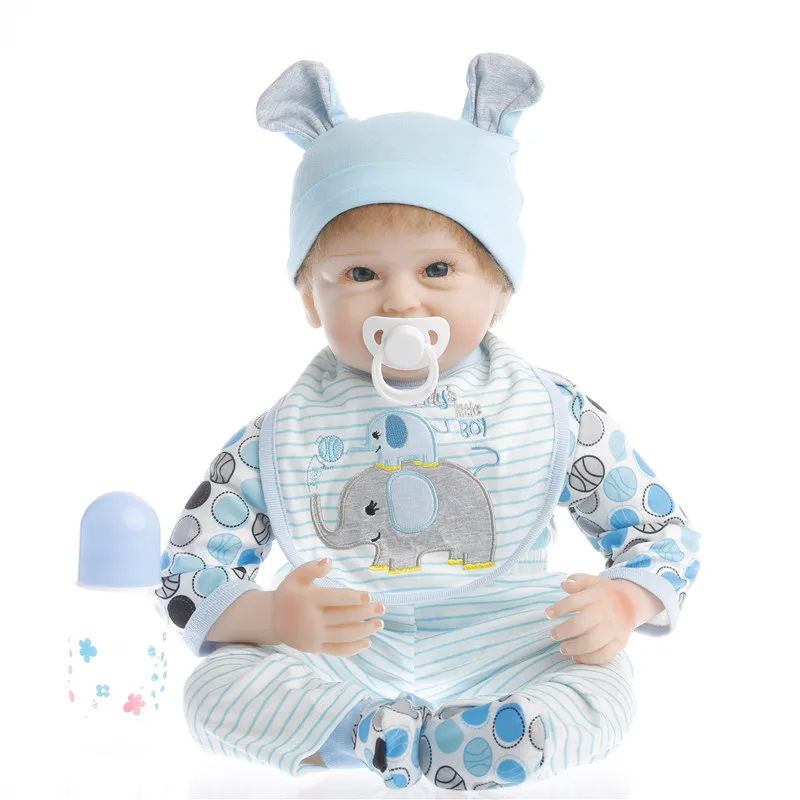 SanyDoll 22 дюйма 55 см силиконовые куклы для новорожденных реалистичный модный синий