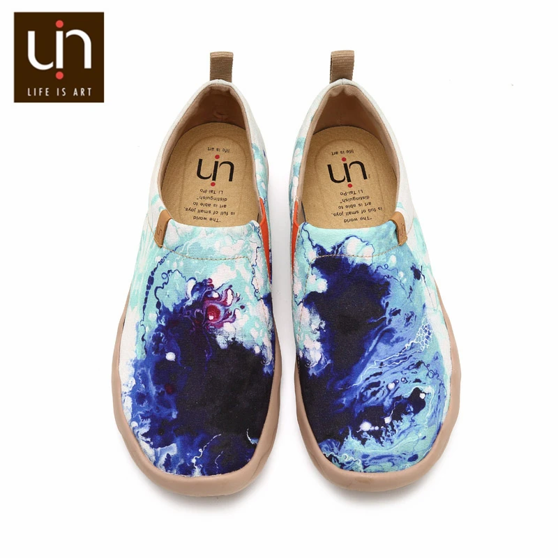 UIN Mottled dream Design Painted Men Canvas Shoe Trendy Slip-on Casual Loafers Travel Male Flats | Обувь
