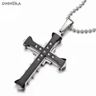 Мужской крест с кристаллами, цвет золотой, черный, синий, сплав, Темный рыцарь, цирконий, подвеска в виде Креста Иисуса, ожерелье, ювелирные изделия