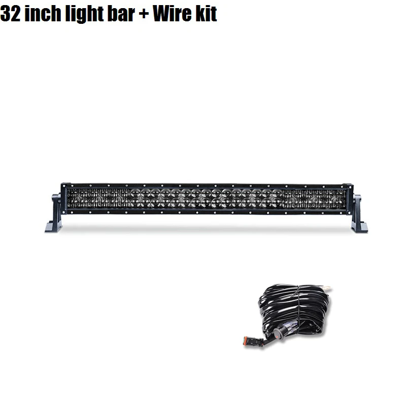32inch bar with Wire 5D 22 32 42 дюйма 200 Вт 300 Вт 400 Вт двойной прямой ряд черный жемчуг объектив светодиодный светильник с Cree Led чип DT разъем для SUV ATV - Цвет: 32inch bar with Wire