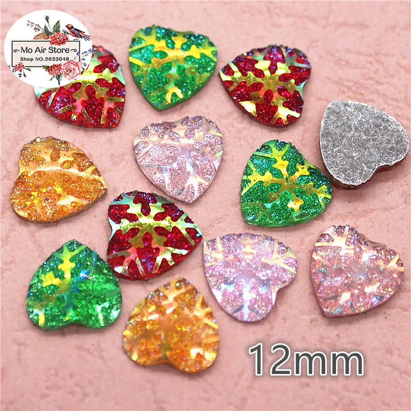 100 шт. блестящие акриловые стразы в форме сердца снежинки спина кабошон