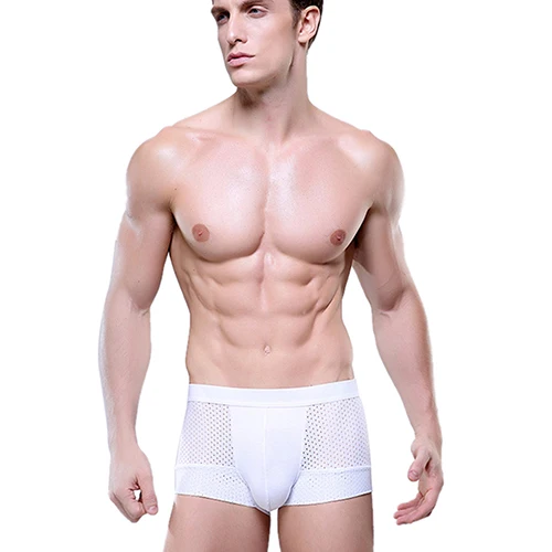 Новое Прибытие мужская Сексуальная Сетки Bulge Мешочек Боксеры Дышащий Модальный