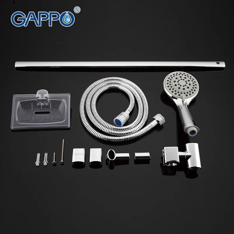 GAPPO 1Set Top quality Wall Mount Hand Shower set Stainless steel Slide Bar with 5Mode hand held shower in hose soap dish GA8005 |