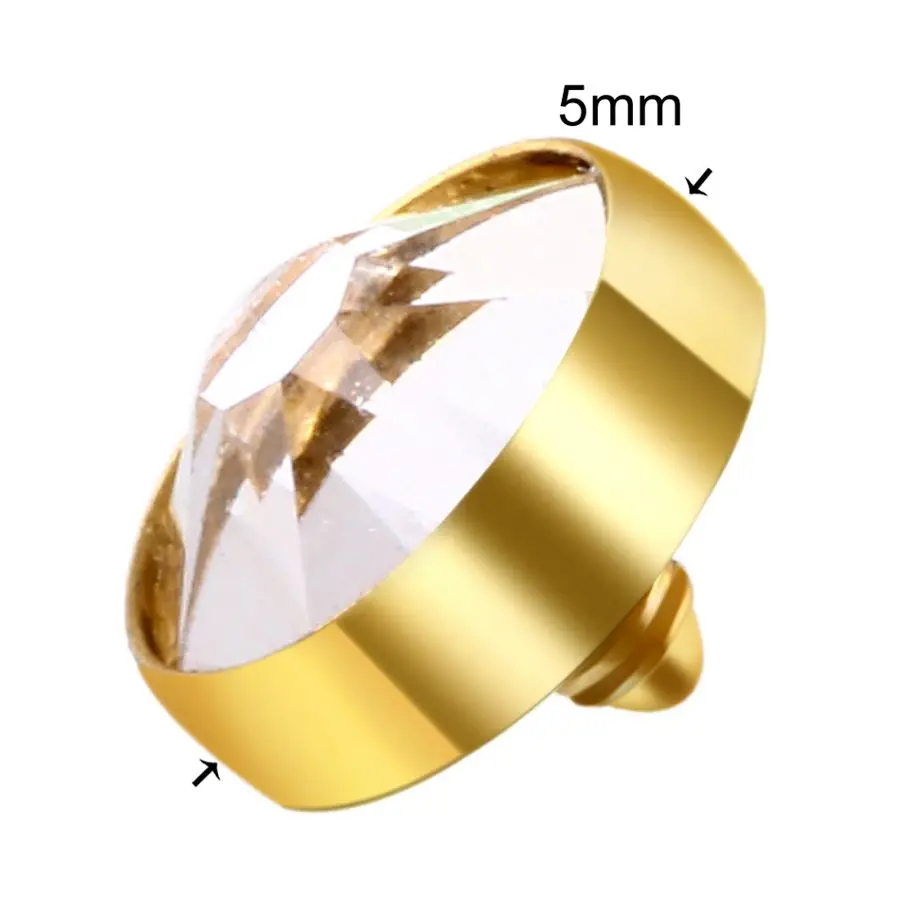 Gold v Clear 5mm 10 шт./лот, титановый пирсинг, микро Кожный Якорь, Круглый драгоценный камень, имплантат для кожи дайвера, ювелирное изделие для скрытия кожи, украшения для тела - Окраска металла: Gold v Clear 5mm