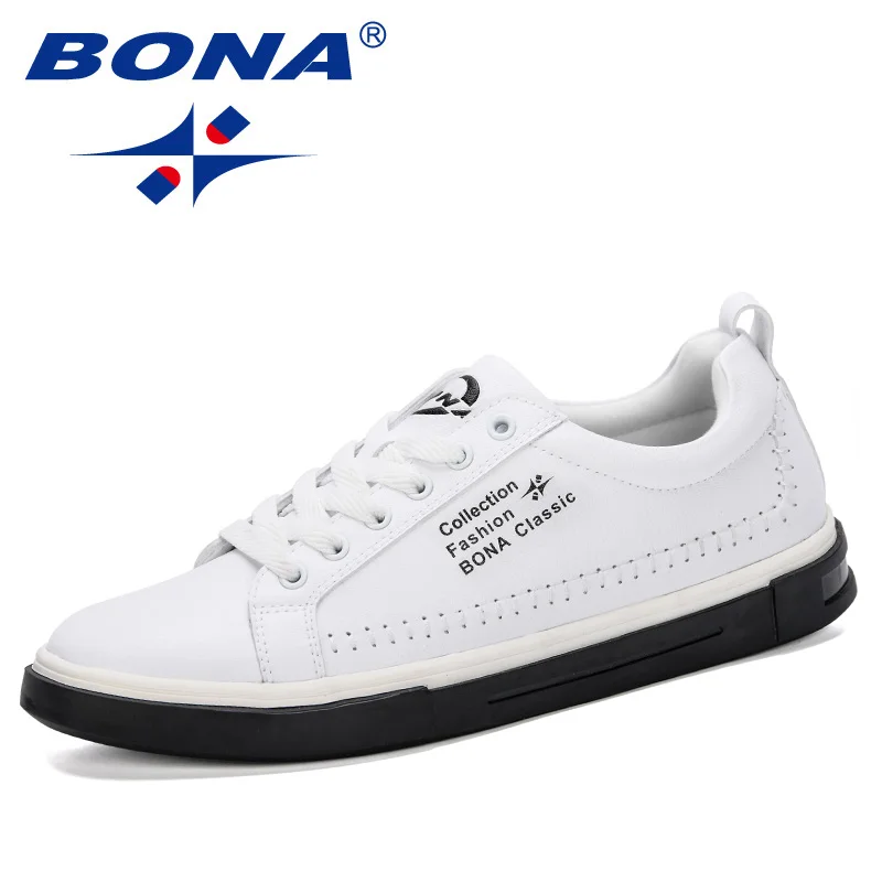 White BONA/Новинка года; классические мужские кроссовки; обувь для скейтбординга; уличная Удобная однотонная обувь унисекс для влюбленных; спортивная обувь на шнуровке для мужчин - Цвет: White