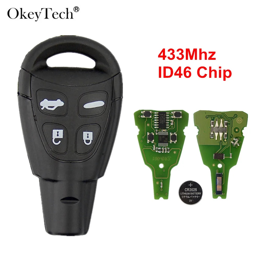 Okeytech 4 кнопки автомобиля дистанционный ключ для SAAB 93 95 9-3 9-5 WF авто ключ управления со вставным лезвием 433 МГц ID46 PCF7946 чип