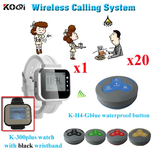 

Wireless Communication System Table Bell Service Calling Restaurant Hotel Equipment ( 1pcs watch + 20pcs buzzer bell)