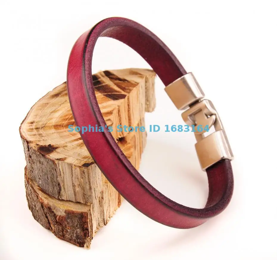 BL09 Фиолетовый Новый мужской тонкий Простой Кожаный Браслет-манжета на запястье