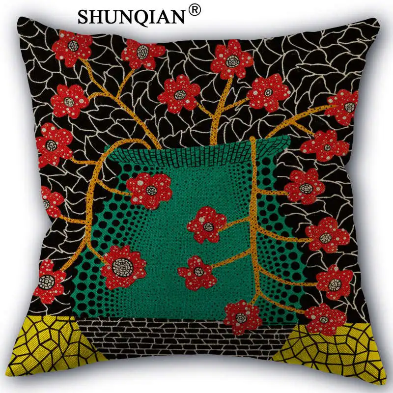Льняная хлопковая наволочка Yayoi Kusama art work на заказ с принтом домашние декоративные наволочки 45x45 см с одной стороны Y517-11