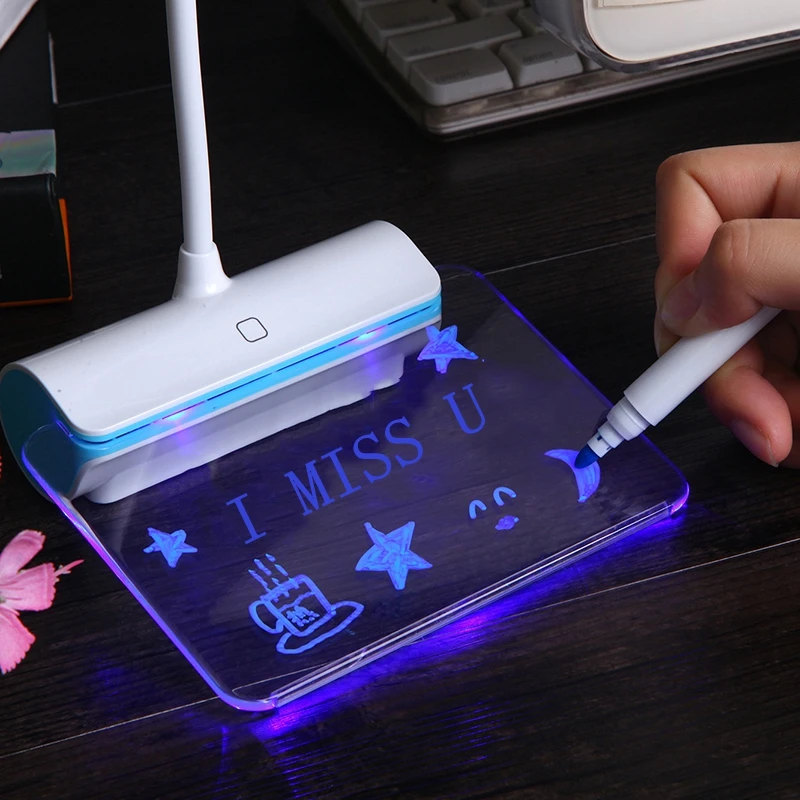Настольные лампы USB Светодиодная настольная лампа с доской сообщений защита для