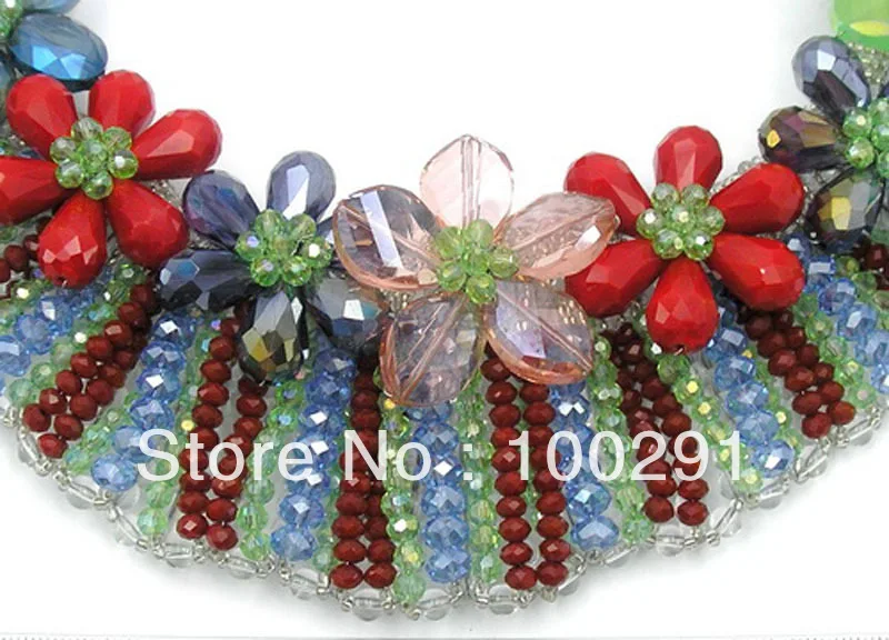 Multi Color Quartz Crystal Glass Beads Flower Collar Necklace | Украшения и аксессуары