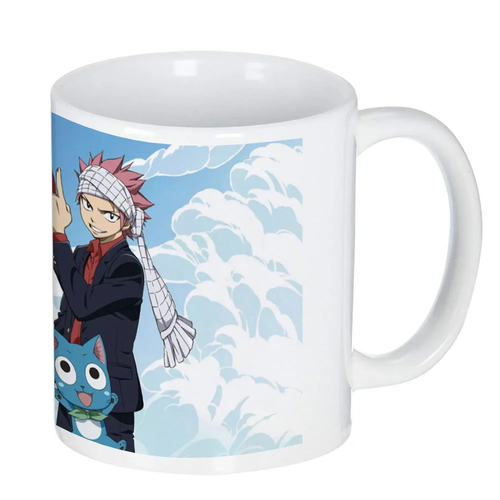Творческий FAIRY TAIL молока белая чашка Кофе кружка с Нацу Люси Эрза серый Венди Happy
