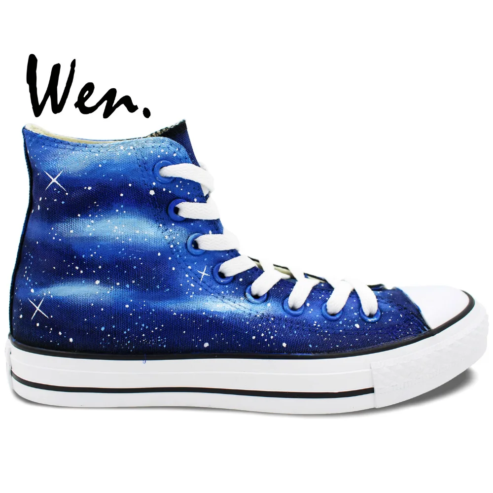Вэнь оригинальная обувь Ручная роспись дизайн под заказ синяя галактика