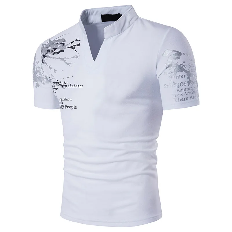 

Men's Short Sleeved 2019 T-shirt with V-neck Print Men T Shirt Casual Man T Shirts Plus Size 3XL Printed Mens Tops