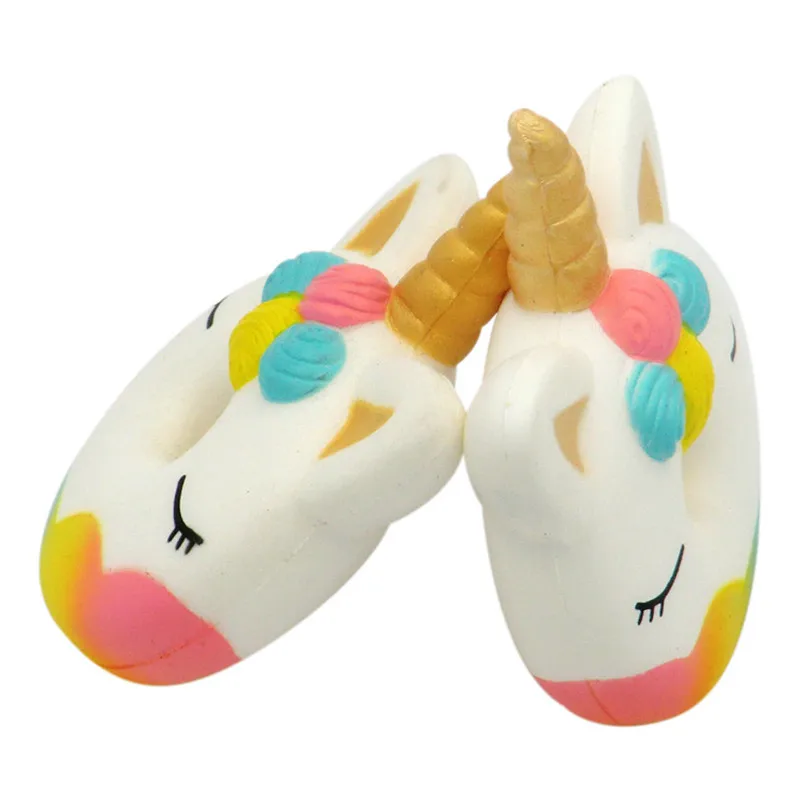 Jumbo Симпатичные мягкими Kawaii Радуга рога лошадь лицо пончик замедлить рост ремни