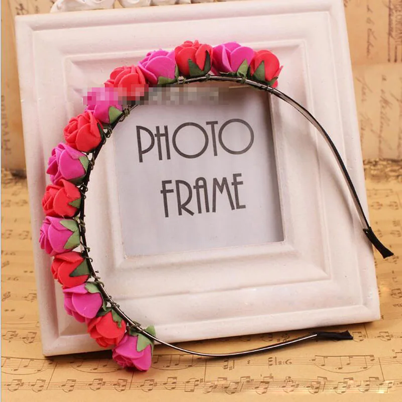 10 шт./лот Женские аксессуары для волос розовые полиэтиленовые цветочные повязки 8