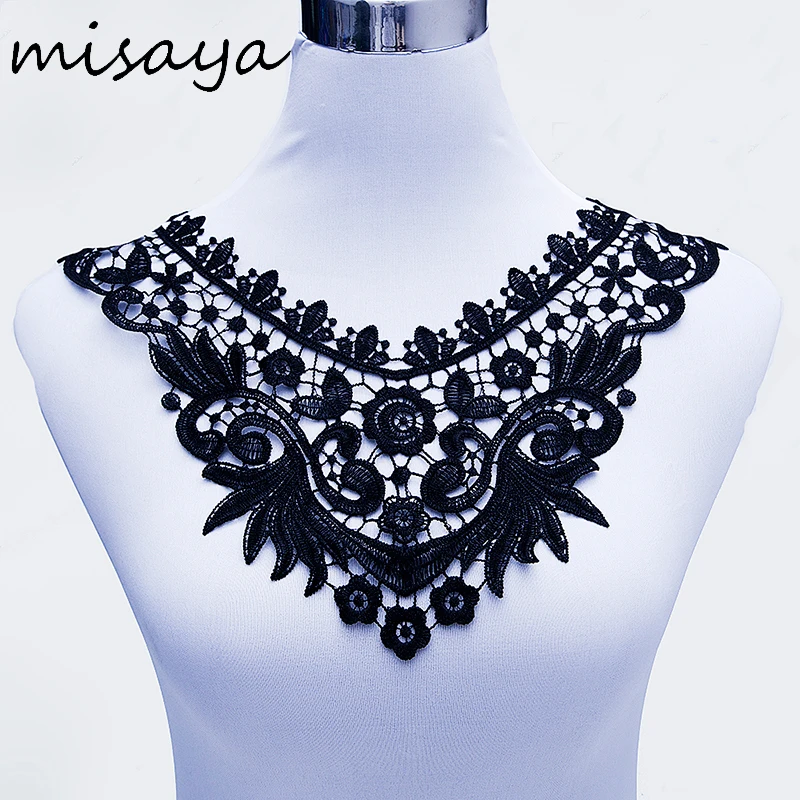 Misaya 1 шт. молочный шелк черный/белый кружевной воротник декольте ткань рукоделие