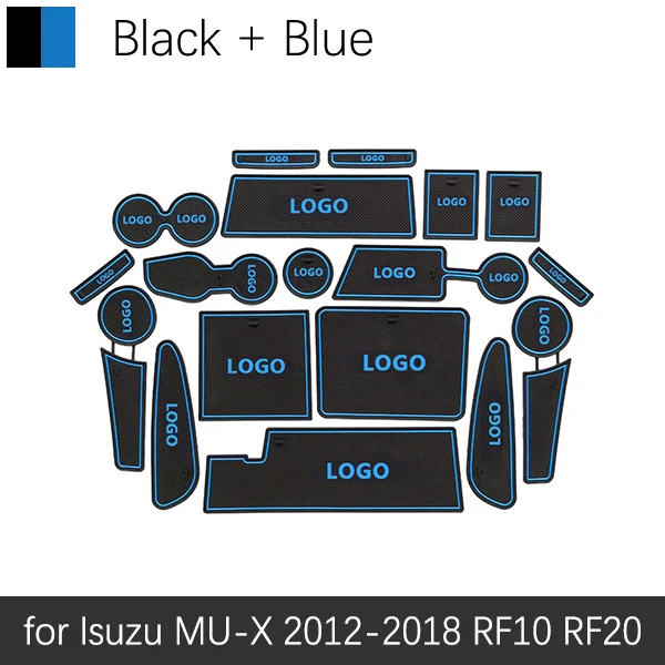 Для Isuzu MUX 2012~ Противоскользящий резиновый коврик для двери RF10 RF20 2013 MU-X MU X аксессуары - Название цвета: Синий