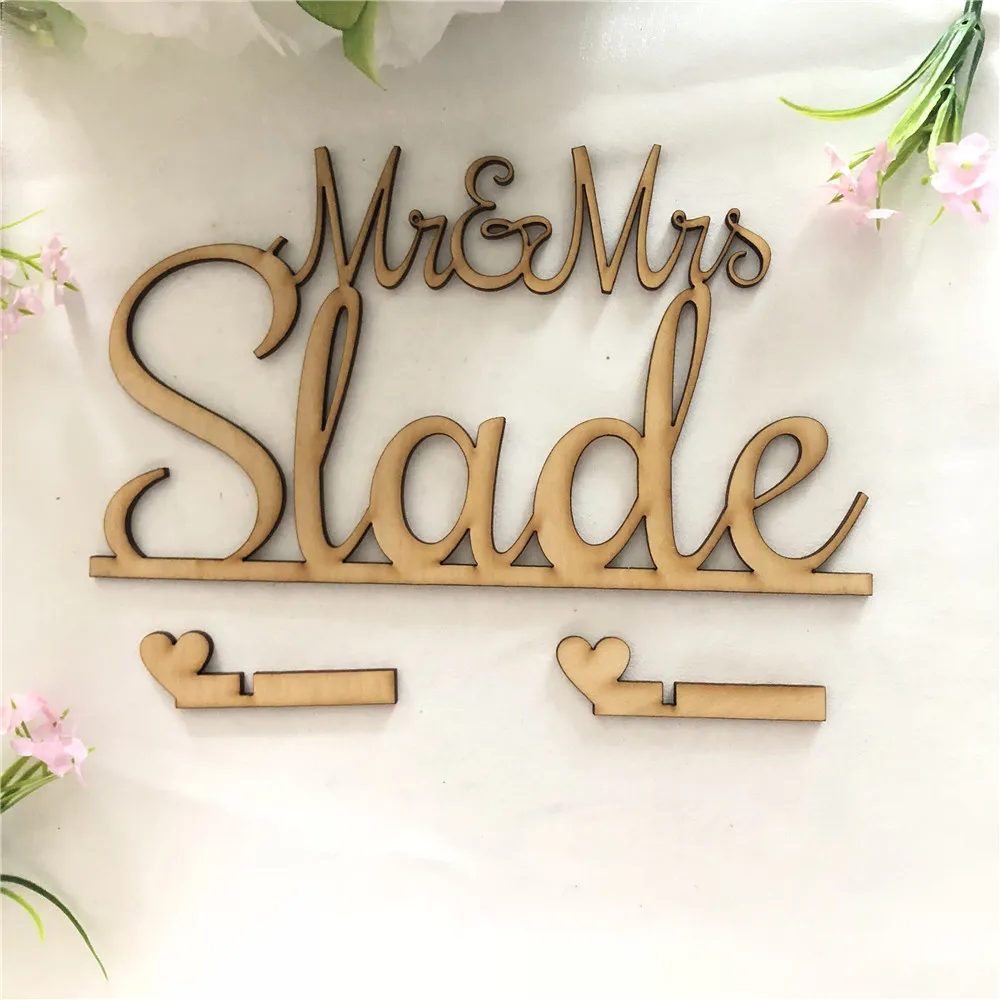Mr and Mrs Свадебный знак для стола, персонализированные пользовательские фамилия место знак, Милая Свадебные принадлежности для украшения стола
