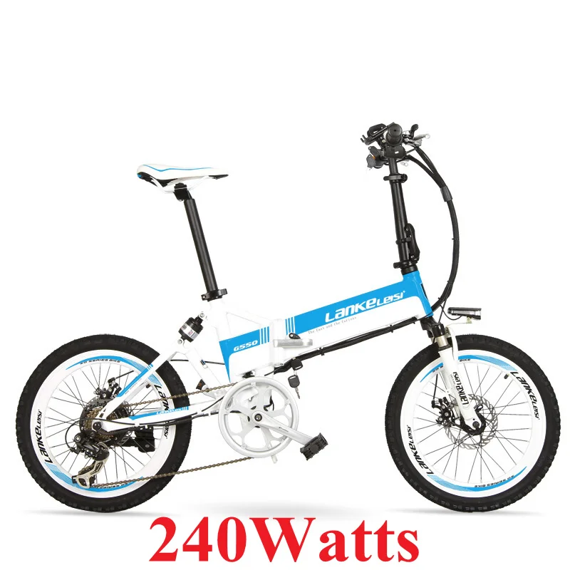 BEWH 240 Watts G550 500 W/240 W Мощный 20 дюймов электрический велосипед, Алюминий складной велосипед, е-байка 36В 13.8Ah большой Ёмкость Батарея, ребёнка ройялас подвесом вилка - Цвет: BEWH 240 Watts