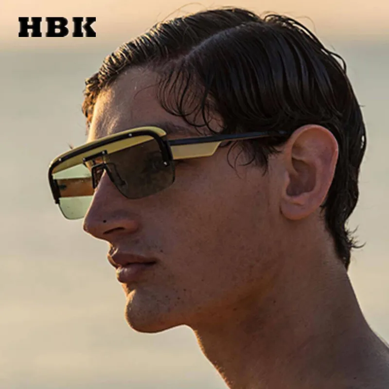 Женские и мужские солнцезащитные очки HBK квадратные в стиле унисекс UV400 2019 |