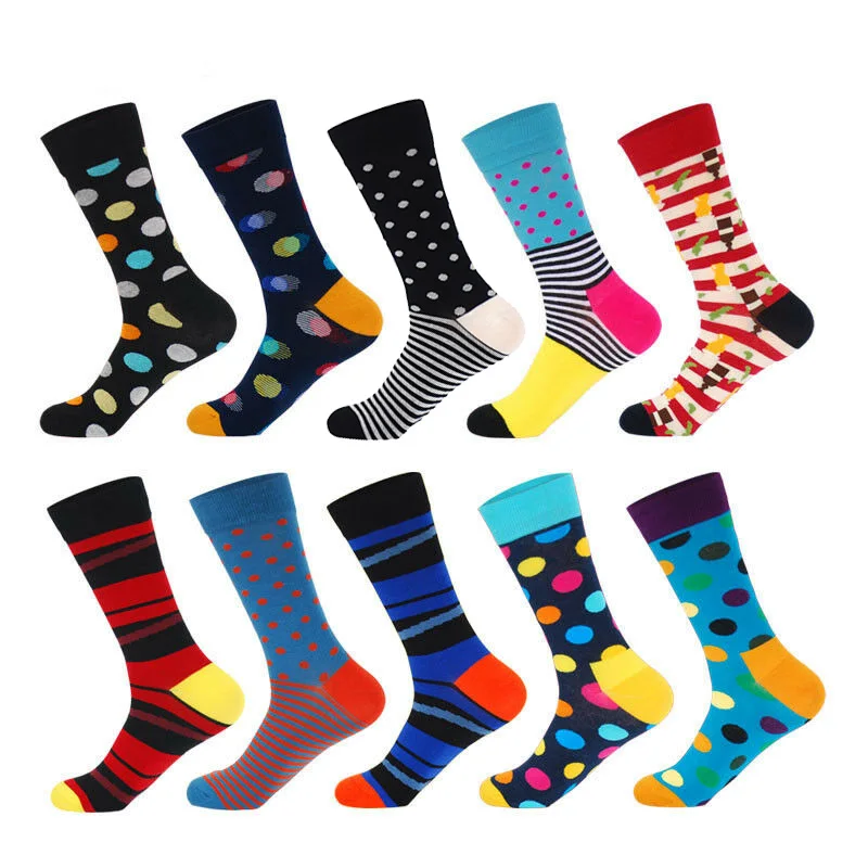 LIONZONE 10 пар/лот мужские Цвет Фул носки подарок на Рождество с круглым Lustige Socken