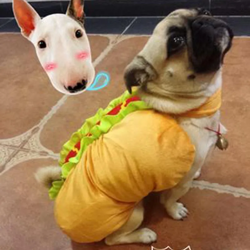 Забавный костюм сосиски для кошек и собак на Хэллоуин Зимняя Теплая Флисовая