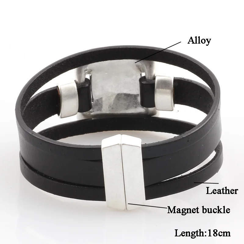 Кожаный плетеный браслет ручной работы для женщин с магнитной застежкой |