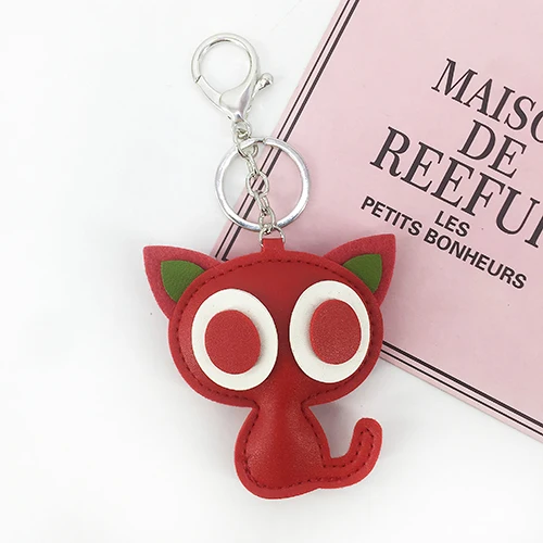 gules PU искусственная кожа кошка застежка для ключей с большие глаза для игрушек подарки для женщин, сумки, ключи и аксессуары - Цвет: gules