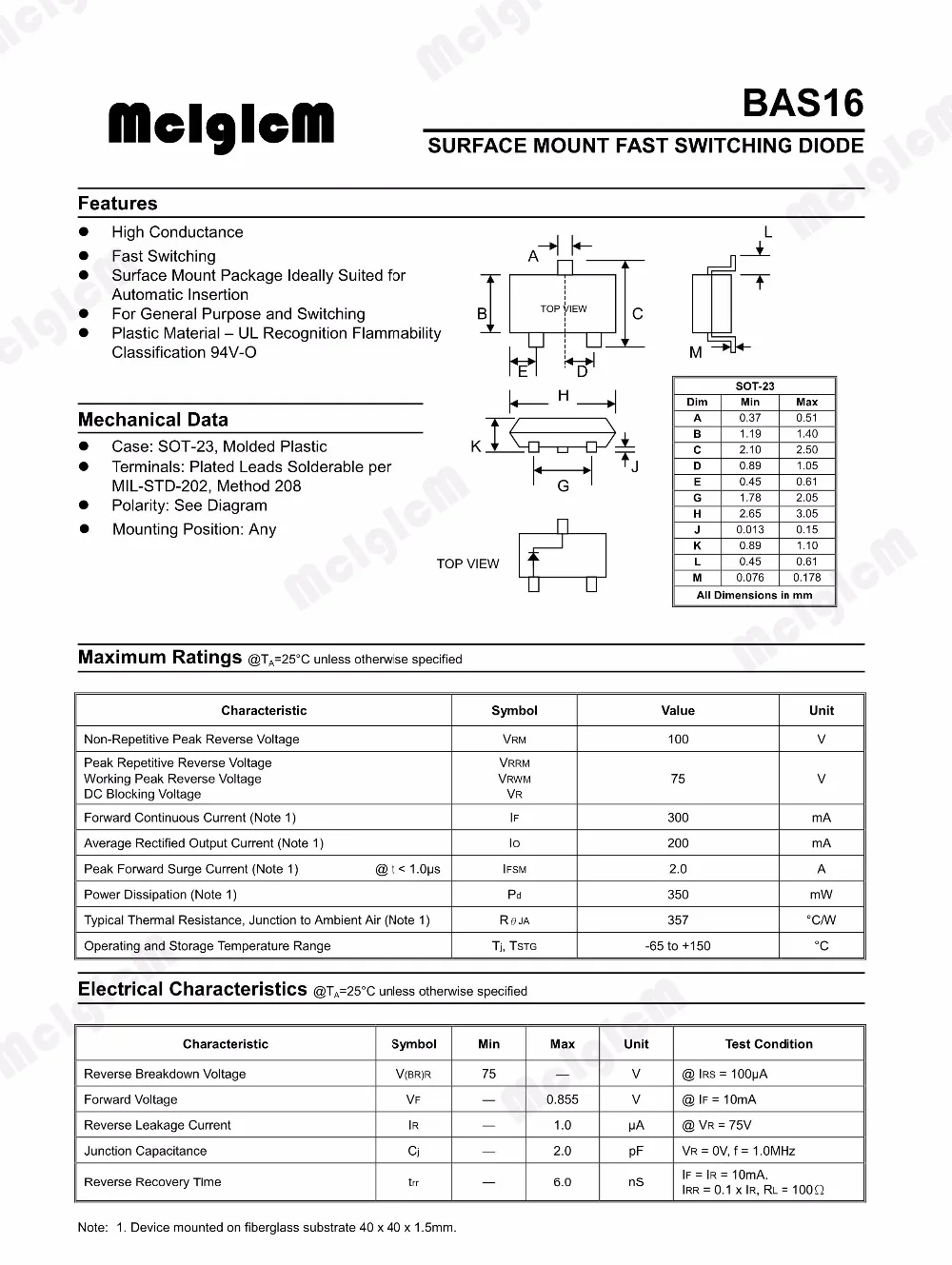 MCIGICM 3000 шт. SOT-23 поверхностный монтаж smd диод переключения BAS16 | Электронные