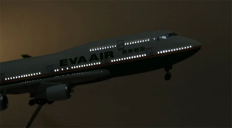 1/157 масштаб 47 см самолет Boeing B747 самолет Тайвань EVA AIR Airline Модель свет и колесо литья под давлением пластик Смола самолет