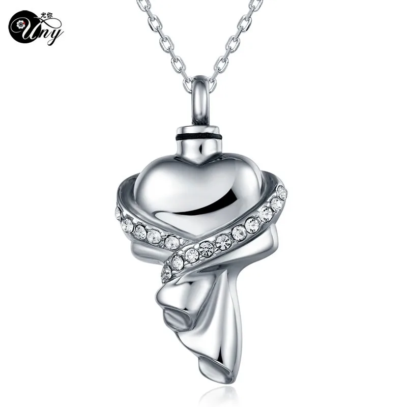 Uny нержавеющая сталь Мемориал домашних животных пепел Keepsake кулон уникальный персонализированные Индивидуальные Сердце с тканью кремации урна кулон