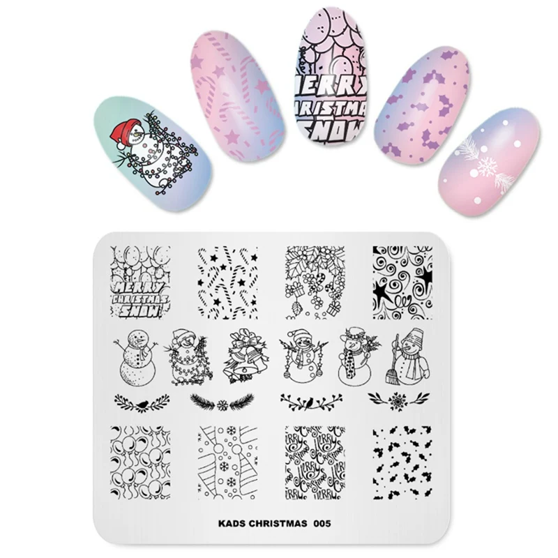 AriesLibra Рождественский фотошаблон для дизайна ногтей Минимальный Шаблон Печать