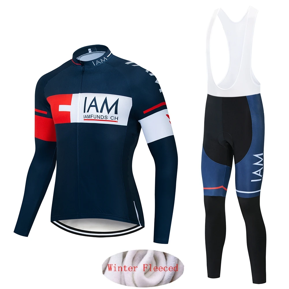 IAM Pro Team Зимняя Теплая Флисовая велосипедная одежда для мужчин с длинным рукавом Джерси костюм для прогулок верховой езды на велосипеде MTB Одежда комбинезон комплект